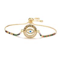 Evil Eye Jewelry Bracelet, Brass, gold color plated, Unisex & micro pave cubic zirconia & enamel, mixed colors cm 