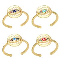 Evil Eye Jewelry Finger Ring, Brass, high quality gold color plated, micro pave cubic zirconia & for woman & enamel 12mm 