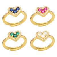 Cubic Zirconia Micro Pave Brass Finger Ring, Heart, high quality gold color plated, micro pave cubic zirconia & for woman 11mm 