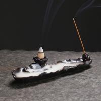 Incense Smoke Flow Backflow Holder Ceramic Incense Burner, Porcelain, half handmade, for home and office & durable & multifunctional 