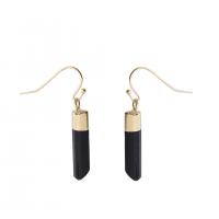 Gemstone Drop Earring, Brass, with Schorl, fashion jewelry & for woman, 15-30mm 