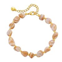 Brass Bracelets, with Shell Pearl, with 2.36inch extender chain, fashion jewelry & for woman Approx 6.3 Inch 