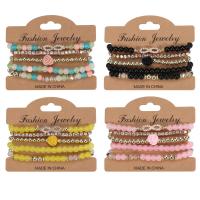 Glass Jewelry Beads Bracelets, Zinc Alloy, with Glass Beads & Lampwork & Acrylic, Adjustable & multilayer & for woman & with rhinestone Approx 6.69 Inch 