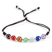 Gemstone Bracelets, with Polyester Cord & Zinc Alloy, 12 Signs of the Zodiac, silver color plated, fashion jewelry & Unisex & adjustable cm 