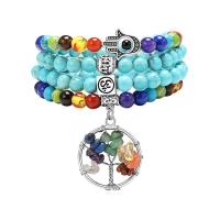 Gemstone Bracelets, with Zinc Alloy, Tree, silver color plated, fashion jewelry & multilayer & Unisex cm 