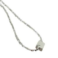 Zinc Alloy Necklace, with 6cm extender chain, Square, silver color plated, fashion jewelry & adjustable & for woman, silver color Approx 47 cm 