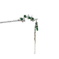 Hair Stick, Zinc Alloy, with Synthetic Jade & Wood, silver color plated, fashion jewelry & for woman Approx 19 cm 