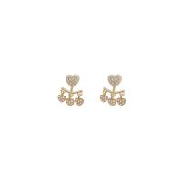 Zinc Alloy Rhinestone Drop Earring, Heart, high quality gold color plated, fashion jewelry & for woman & with rhinestone, golden 