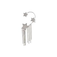 Earring Cuff and Wraps, Zinc Alloy, Star, high quality silver color plated, fashion jewelry & for woman & with rhinestone, silver color 