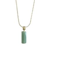 Zinc Alloy Necklace, with Synthetic Jade, with 6cm extender chain, gold color plated, fashion jewelry & adjustable & for woman, golden Approx 39 cm 