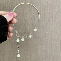 Fashion Zinc Alloy Bracelets, with Synthetic Jade, Round, gold color plated, fashion jewelry & for woman, golden Approx 23 cm 