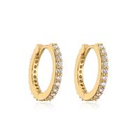 Brass Huggie Hoop Earring, 18K gold plated & micro pave cubic zirconia & for woman 