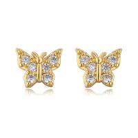 Cubic Zirconia Micro Pave Brass Earring, 18K gold plated & micro pave cubic zirconia & for woman, gold 