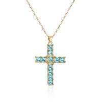 Cubic Zircon Micro Pave Brass Necklace, Cross, 18K gold plated, micro pave cubic zirconia & for woman Approx 17.7 Inch 
