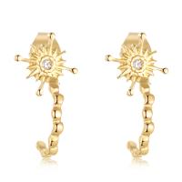 Titanium Steel Earrings, 14K gold plated, micro pave cubic zirconia & for woman, gold, 18mm 