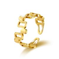 Titanium Steel Cuff Finger Ring, irregular, 14K gold plated, Adjustable & for woman & hollow, gold, 20mm 