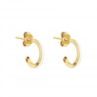 Titanium Steel Earrings, 14K gold plated, for woman & enamel 12mm 
