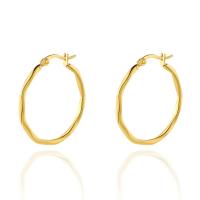 Titanium Steel Hoop Earring, 14K gold plated, fashion jewelry & for woman, gold, 32mm 