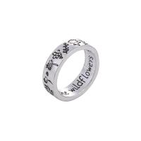 Zinc Alloy Finger Ring, antique silver color plated, Unisex & with letter pattern 