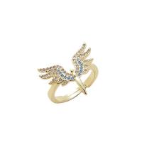 Cubic Zirconia Micro Pave Brass Finger Ring, gold color plated, Adjustable & micro pave cubic zirconia & for woman 