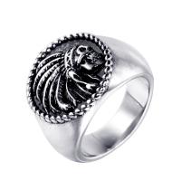 Titanium Steel Finger Ring, polished & for man & blacken, original color, 20mm 