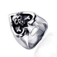 Titanium Steel Finger Ring, Skull, polished & for man & blacken, original color 