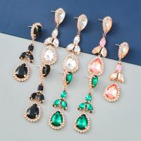 Zinc Alloy Rhinestone Drop Earring, gold color plated, fashion jewelry & for woman & with glass rhinestone & with rhinestone 