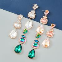 Zinc Alloy Rhinestone Drop Earring, gold color plated, fashion jewelry & for woman & with glass rhinestone & with rhinestone 