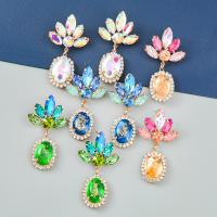 Zinc Alloy Rhinestone Drop Earring, with Resin, gold color plated, fashion jewelry & for woman & with rhinestone 