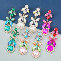 Zinc Alloy Rhinestone Drop Earring, gold color plated, fashion jewelry & for woman & with glass rhinestone & with rhinestone 