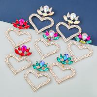 Zinc Alloy Rhinestone Drop Earring, Heart, gold color plated, fashion jewelry & for woman & with rhinestone 