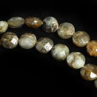 Labradorit Perlen, flache Runde, DIY & facettierte, 7.5x12mm, Länge:ca. 38 cm, verkauft von Strang
