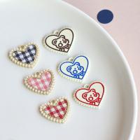 Zinc Alloy Heart Pendants, with Plastic Pearl, gold color plated, DIY 