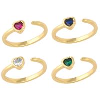 Zirkonia Messing Finger Ring, Herz, Hohe Qualität Gold Farbe Überzeug, Micro pave Zirkonia & für Frau, keine, 5mm, verkauft von PC