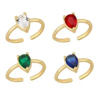 Zirkonia Messing Finger Ring, Tropfen, Hohe Qualität Gold Farbe Überzeug, Micro pave Zirkonia & für Frau, keine, 10mm, verkauft von PC