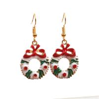 Christmas Earrings, Zinc Alloy, with Crystal, gold color plated, Christmas jewelry & for woman & enamel & with rhinestone, mixed colors 