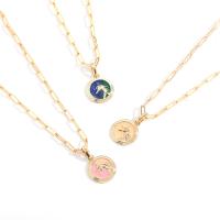 Enamel Zinc Alloy Necklace, gold color plated, for woman 450mm 