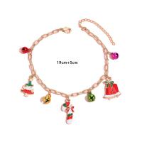 Zink-Legierung Christmas Bracelet, Zinklegierung, goldfarben plattiert, für Frau & Emaille, Goldfarbe, 240mm, verkauft von PC