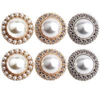 Zinc Alloy Shank Button, Plastic Pearl, with Zinc Alloy, Round, plated, DIY & with rhinestone 