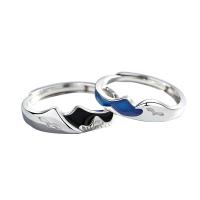 Couple Finger Rings, 925 Sterling Silver, polished, adjustable & for couple & enamel 