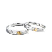 Couple Finger Rings, 925 Sterling Silver, plated, adjustable & for couple & with rhinestone 