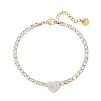 Stainless Steel Charm Bracelet, 316L Stainless Steel, with 1.96inch extender chain, 18K gold plated, micro pave cubic zirconia & for woman Approx 6.7 Inch 