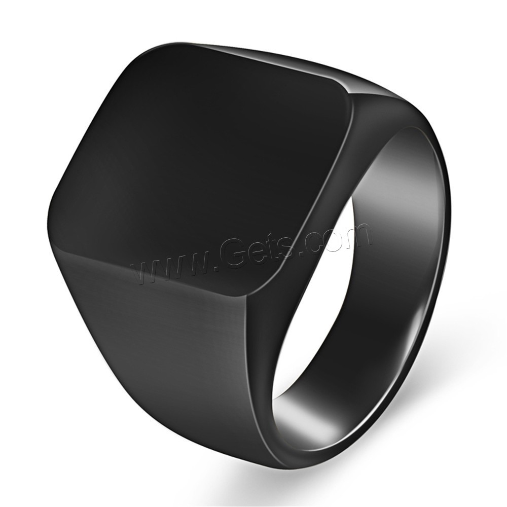 316L Stainless Steel Finger Ring, Square, Vacuum Ion Plating, different size for choice & for man, more colors for choice, 18mm, US Ring Size:7-14, Sold By PC
