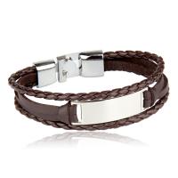 PU Leather Cord Bracelets, fashion jewelry & Unisex Approx 8.26 Inch 