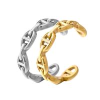 Titanium Steel Cuff Finger Ring, gold color plated & for woman 