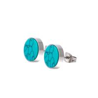Titanium Steel Earrings, with turquoise, polished, for woman, original color 