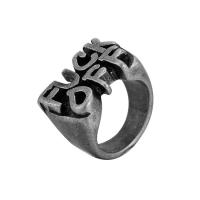 Titanium Steel Finger Ring, Alphabet Letter, Carved & for man, original color 