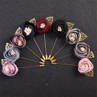 Zinc Alloy Jewelry Brooch, with Cloth, gold color plated, Unisex 80mm 