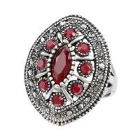 Resin Zinc Alloy Finger Ring, with Resin, plated, fashion jewelry & for woman & with rhinestone 29mm 