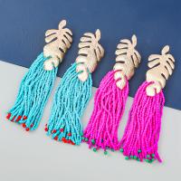 Fashion Fringe Earrings, Zinc Alloy, with Seedbead, gold color plated, fashion jewelry & for woman 